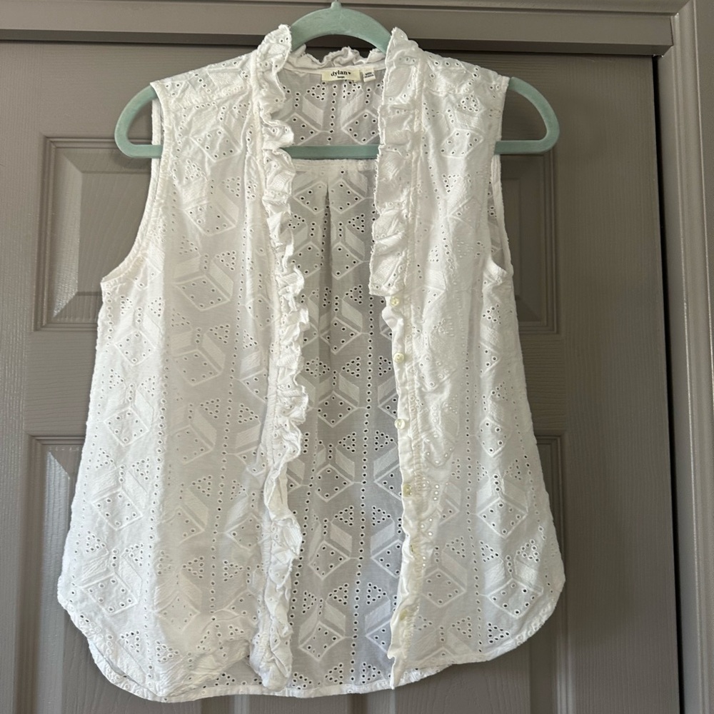 Dylan White Eyelet Ruffle Blouse